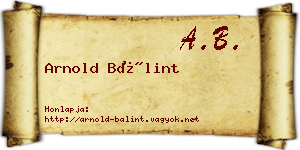 Arnold Bálint névjegykártya