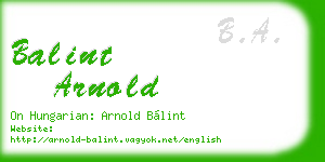 balint arnold business card