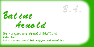 balint arnold business card